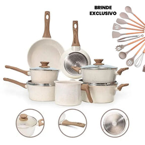 Kit Cozinha dos Sonhos: 9 Panelas Ceramica + 13 Utensílios de Brinde