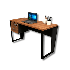 Escrivaninha 135cm com Gaveteiro Suspenso 2 Gavetas Pés em Metal