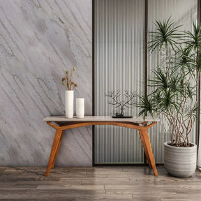 Aparador com Vidro Viena pés em Madeira de Eucalipto, tampo e Vidro na cor Off-White