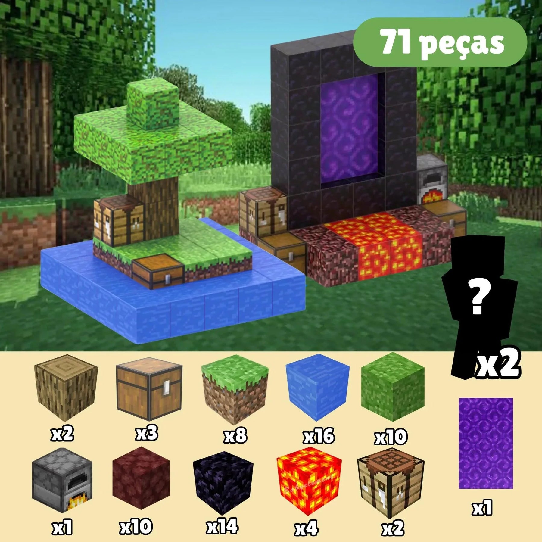 Brinquedo Blocos Magnéticos Minecraft de Construção