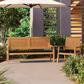 Sofá 2 Lugares em Madeira de Eucalipto + Poltrona Natura Trançado em Madeira