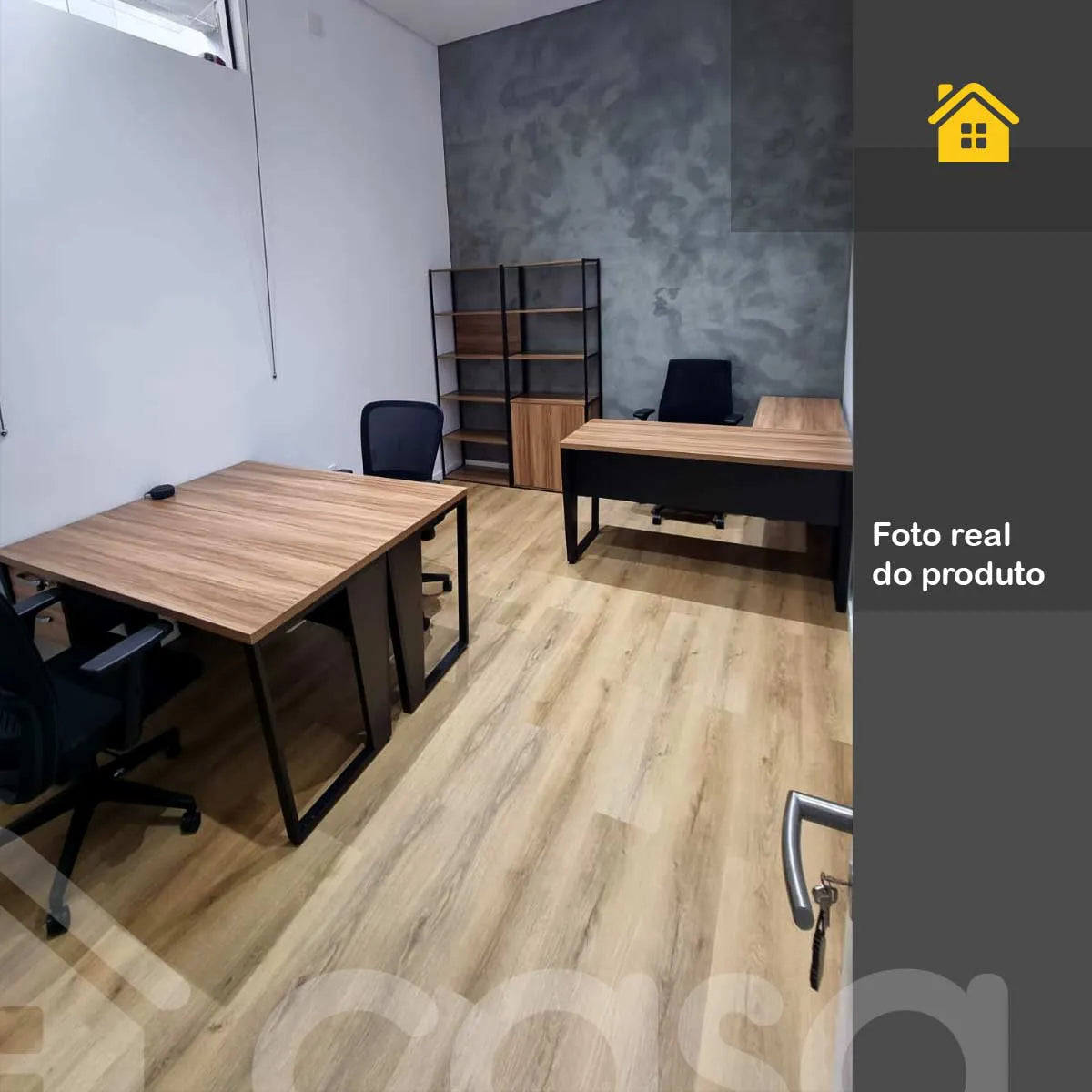 Escrivaninha 135cm com Gaveteiro Suspenso 2 Gavetas Pés em Metal