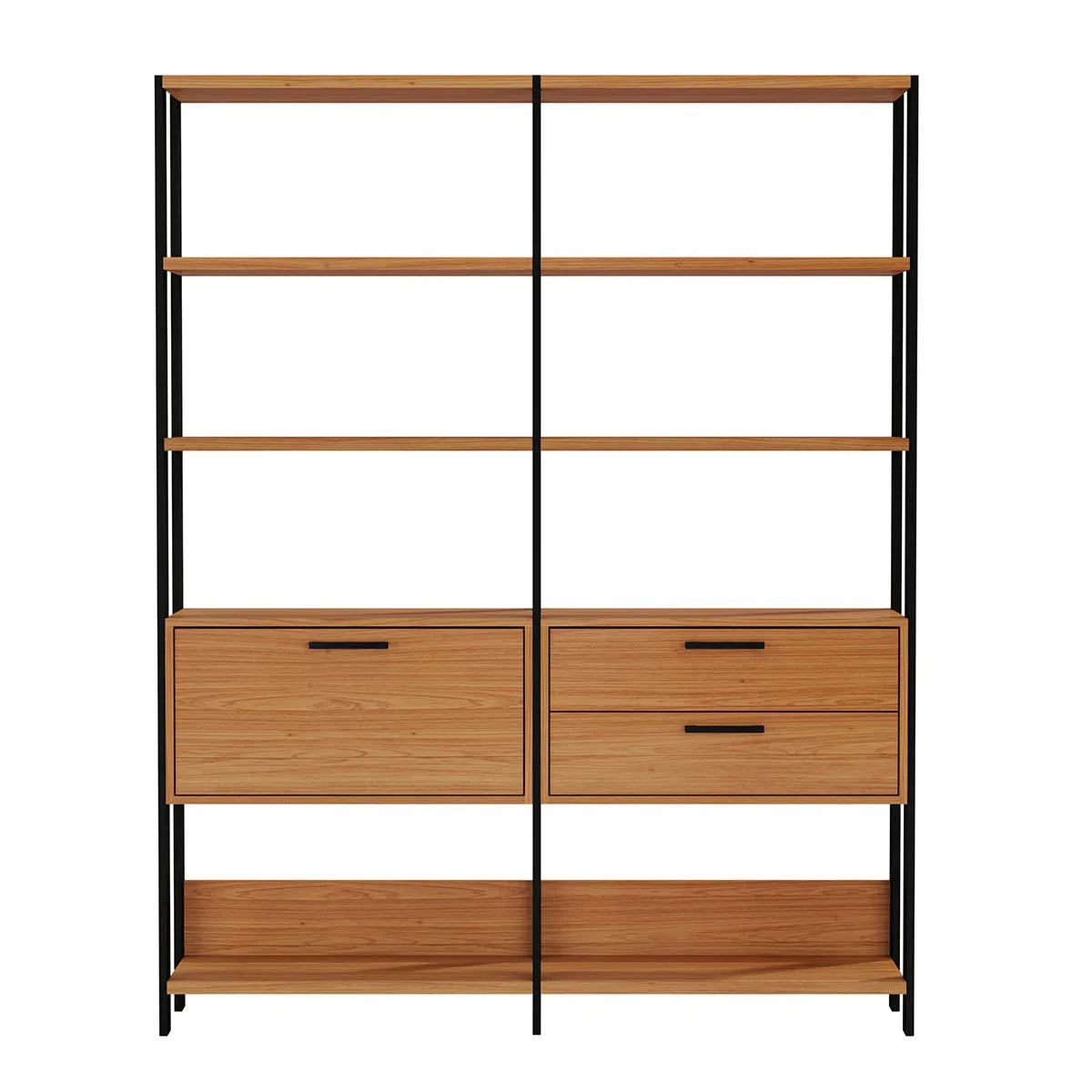 Kit 02 Estantes Com Prateleiras Freijó com Preto