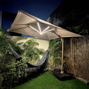 Ombrelone Guarda Sol Gold Led Alumínio 3,0 x 3,0 C/ Base em 100 L