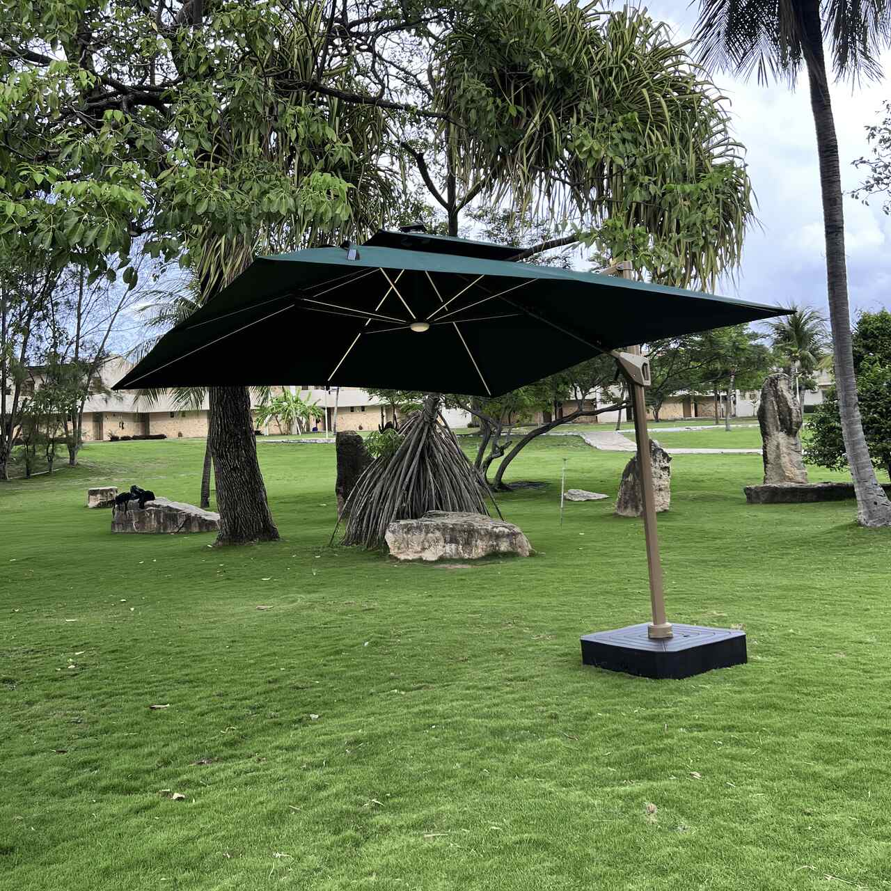 Ombrelone Guarda Sol Gold Led Alumínio 3,0 x 3,0 C/ Base em 100 L